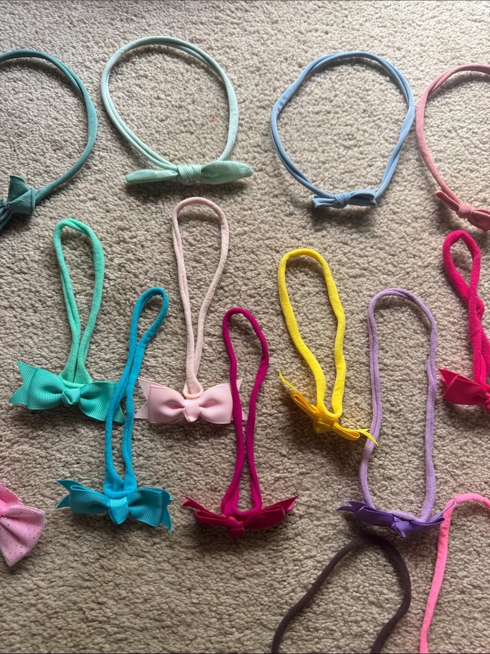 Baby Girl THIN Headband Bow Lot 20+ Nylon Stretch Bows Newborn Infant